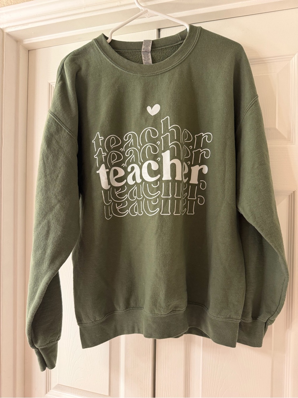 Teacher Graphic Crewneck Sweatshirt - Olive Green